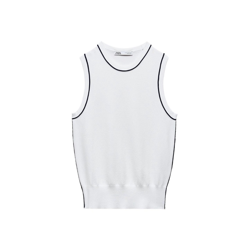 White Sleeveless Knit Top Zara